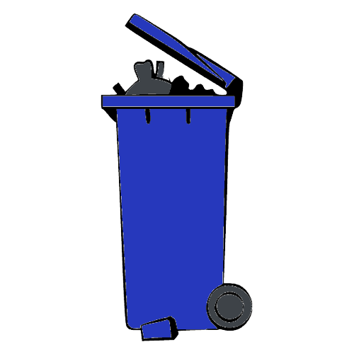 Blue cart for recyclable waste